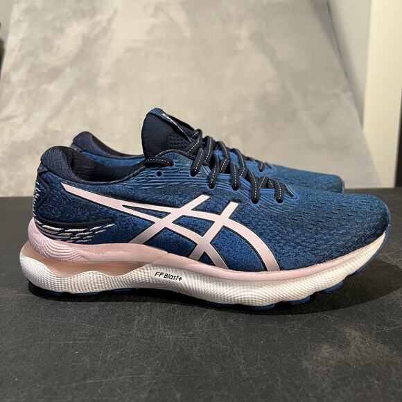 ASICS Gel Nimbus 24 Shoes Womens 10 Blue White FF Blast Running Sneakers Wide - Picture 1 of 10